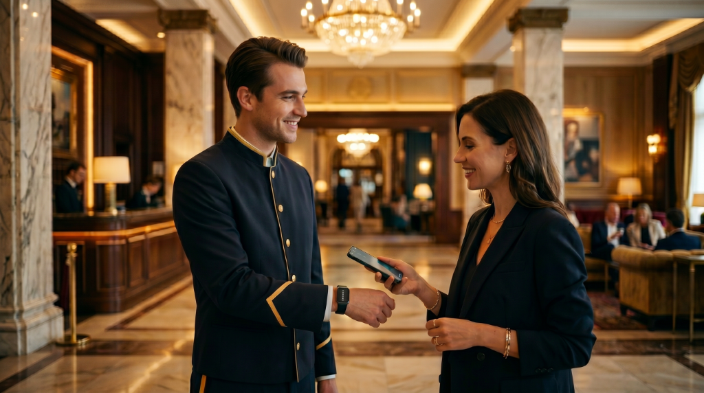 Hotel guest tipping staff with TIPMO